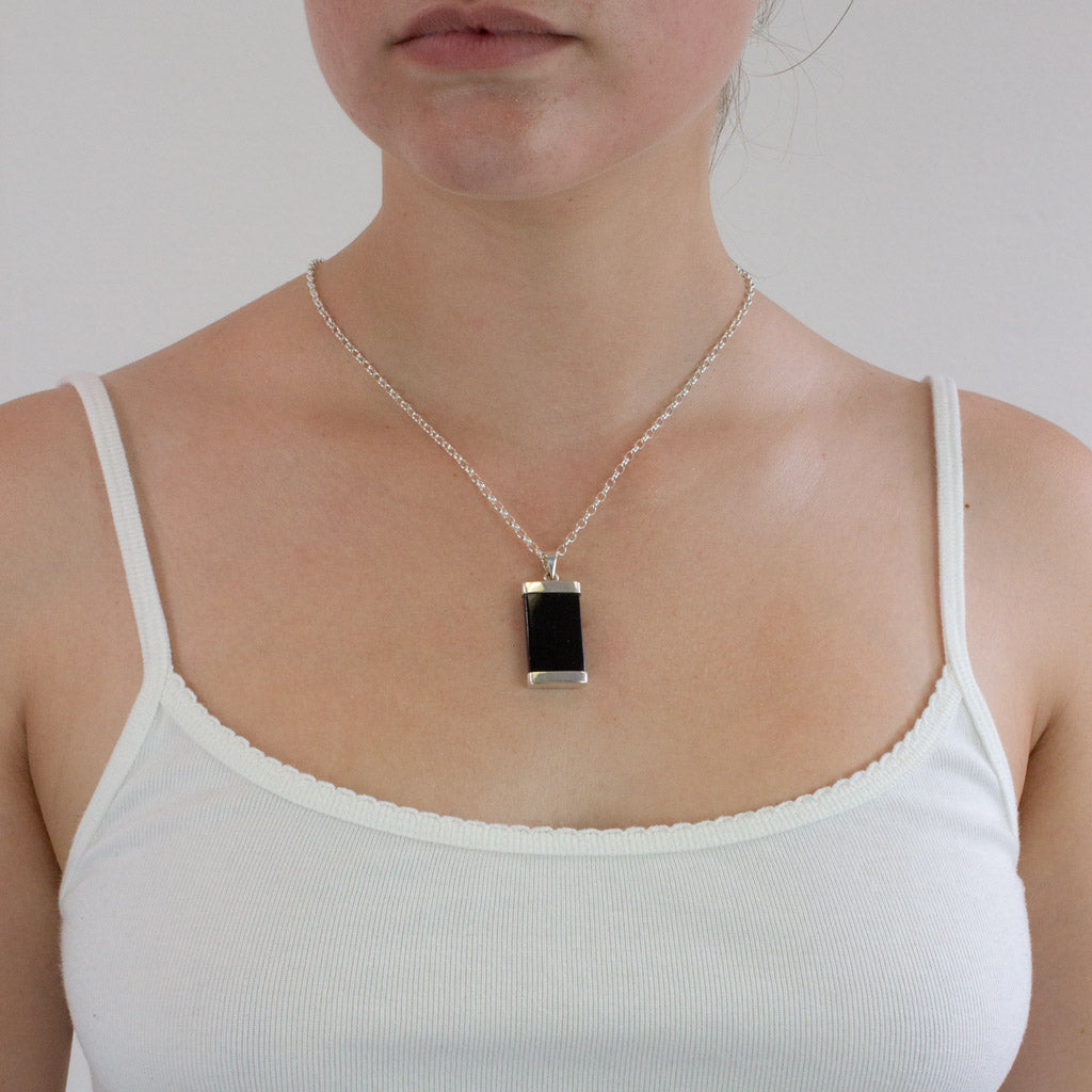 Black Tourmaline necklace on model