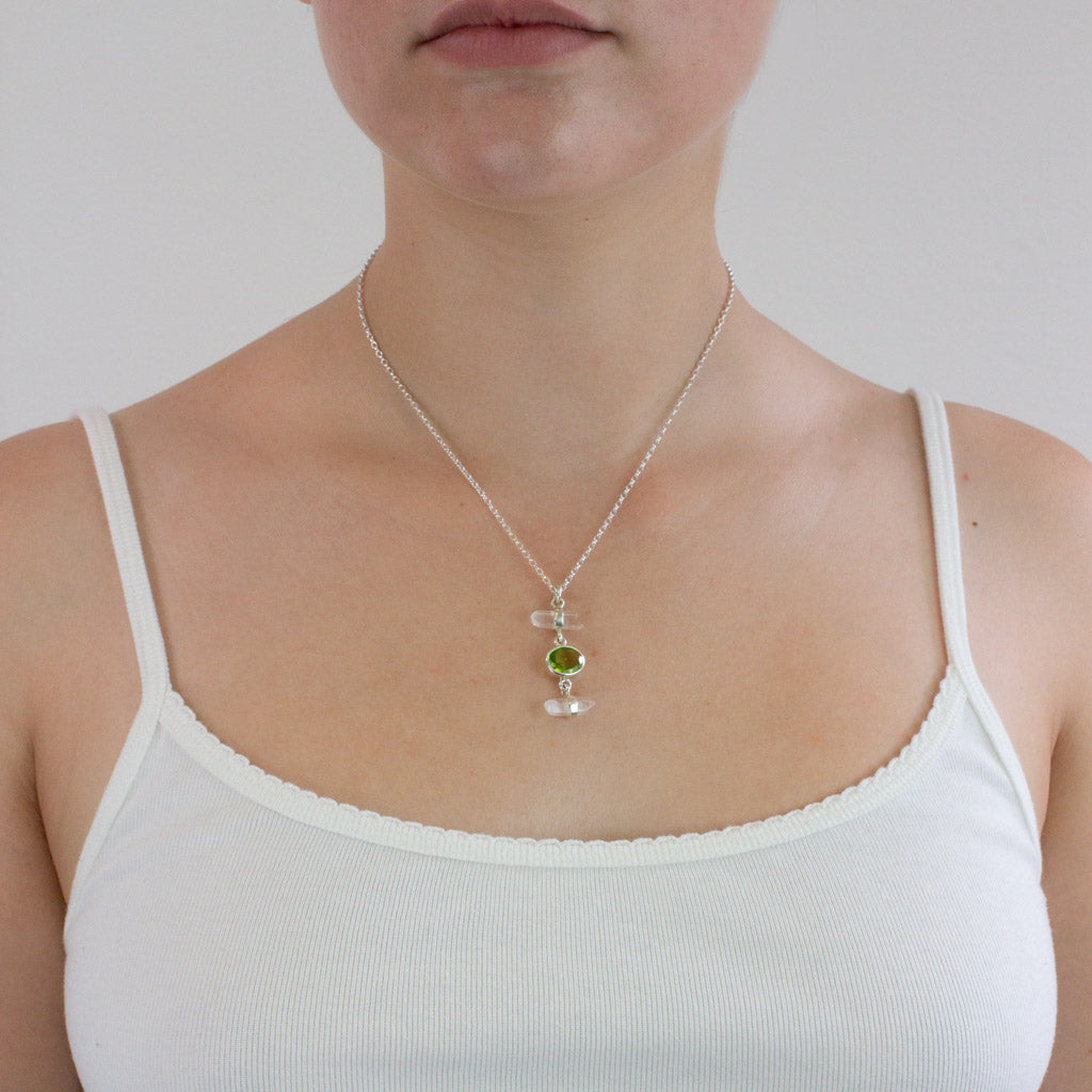 Peridot necklace on model