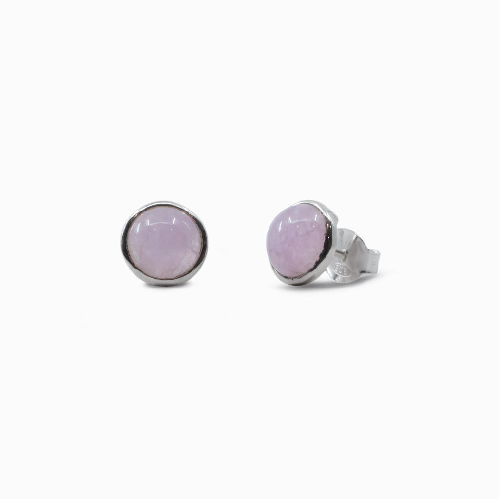 CABOCHON KUNZITE STUD EARRINGS