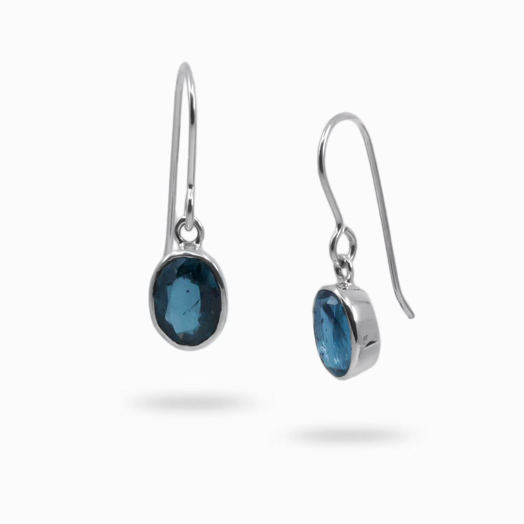 Faceted Oval Kyanite drop Earrings