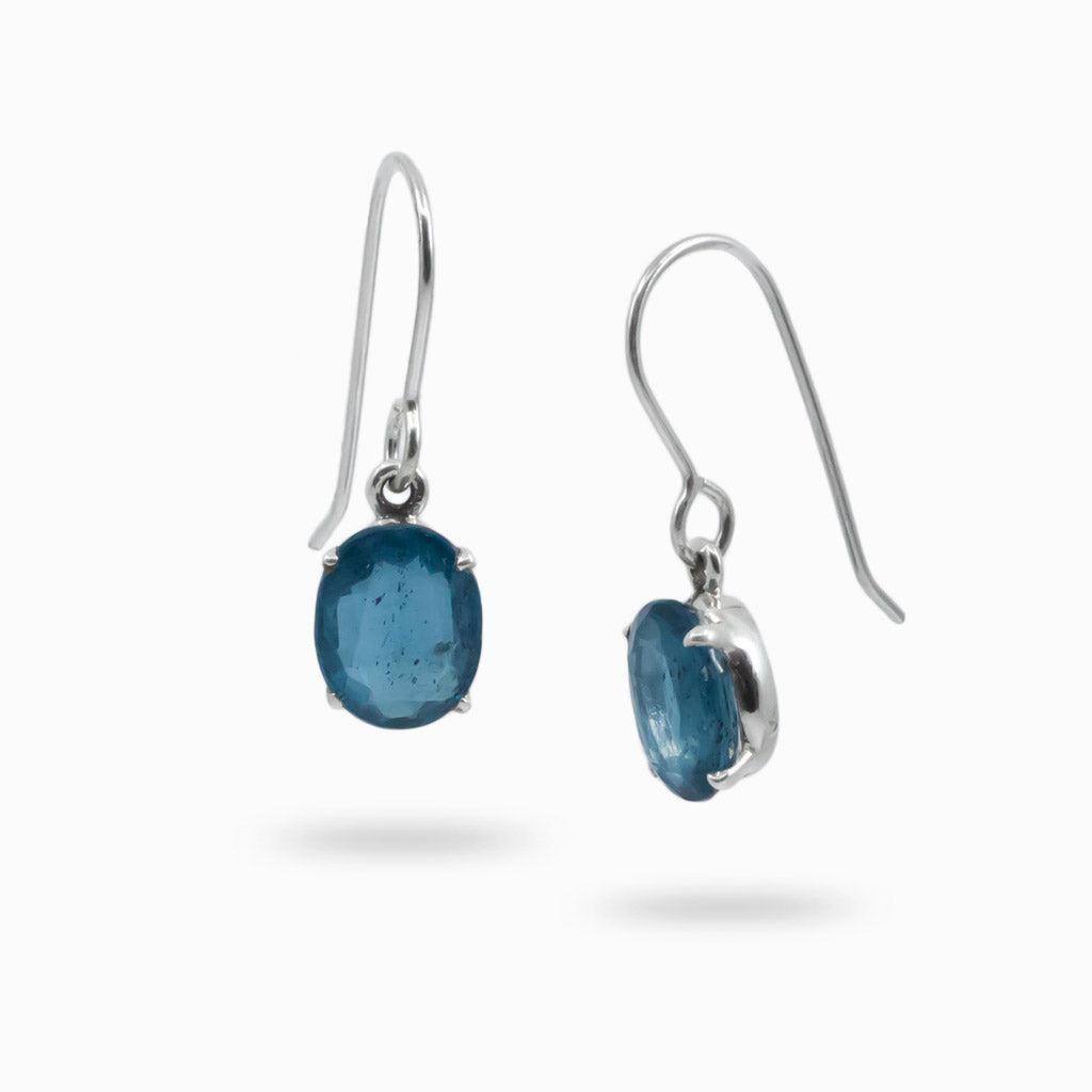 Faceted Oval Kyanite drop Earrings