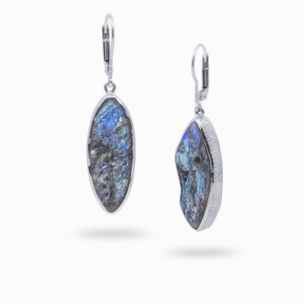 raw labradorite drop earrings