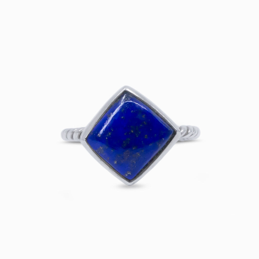 DIAMOND LAPIS LAZULI RING WITH ROPE BAND