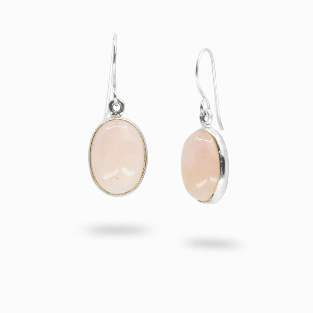 Sterling silver medium oval Morganite drop earrings.