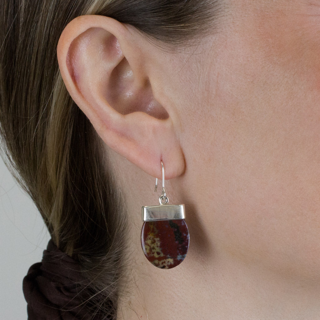 bloodstone drop earrings on Model