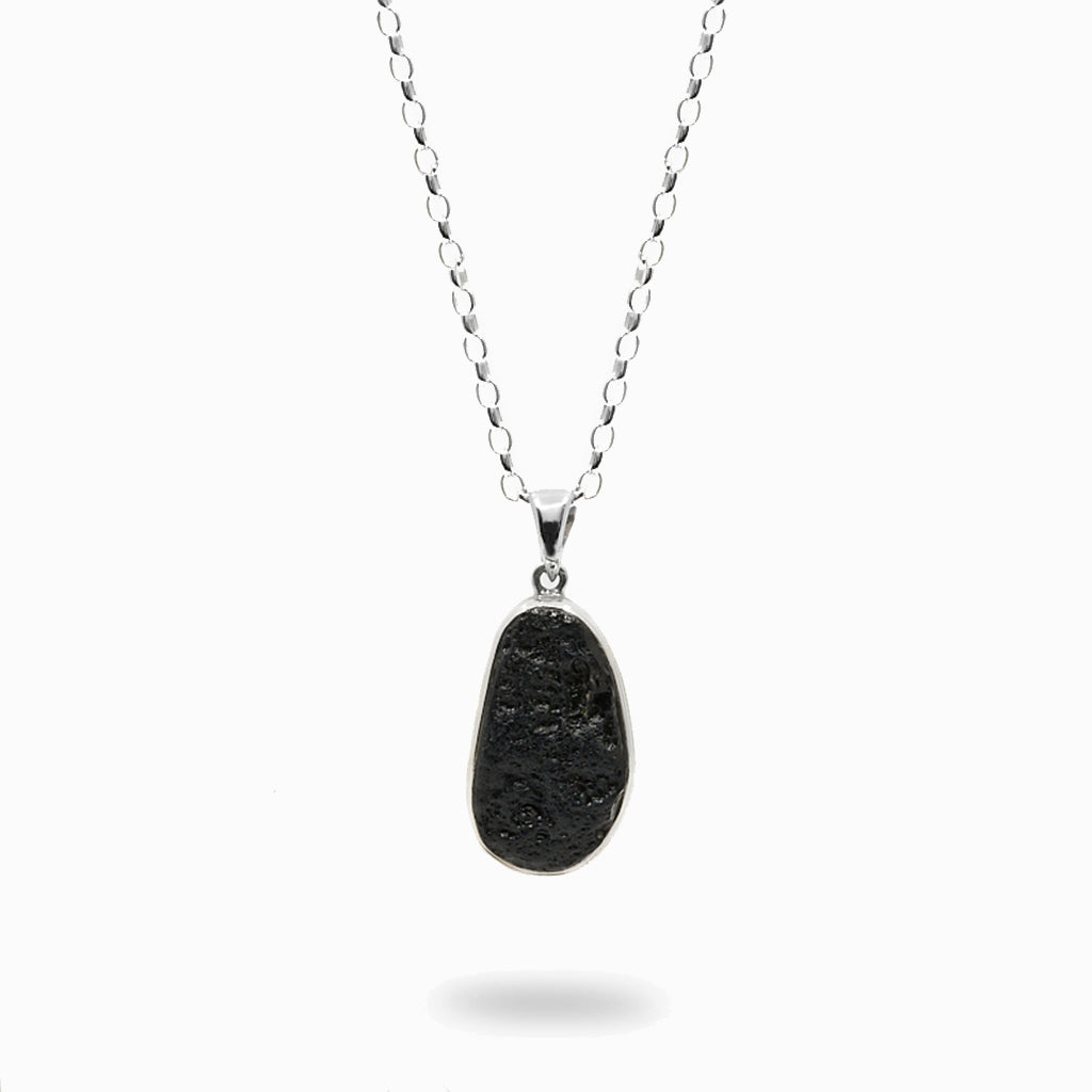 Black Raw Organic Tektite Necklace