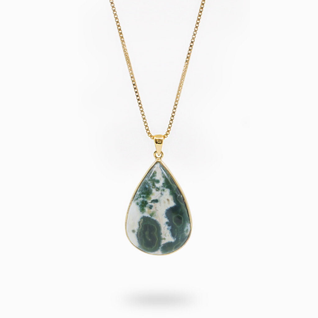 Cabochon Tear OceanSpray Agate necklace