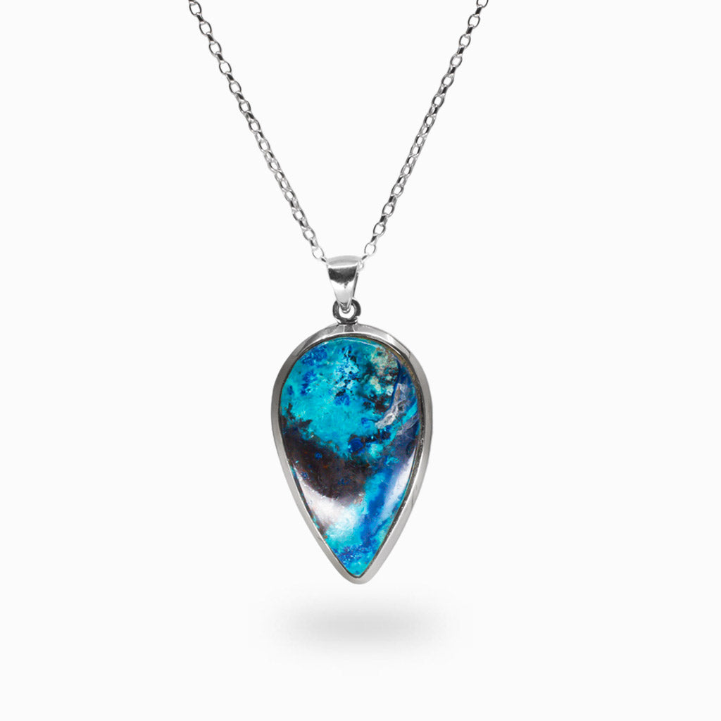 CABOCHON SHATTUCKITE NECKLACE IN STERLING SILVER MADE IN EARTH