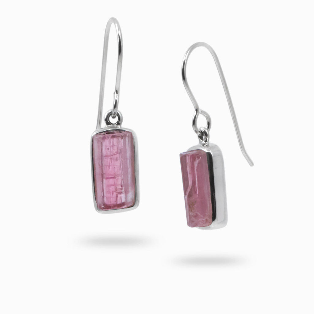 RAW PINK TOURMALINE DROP EARRINGS