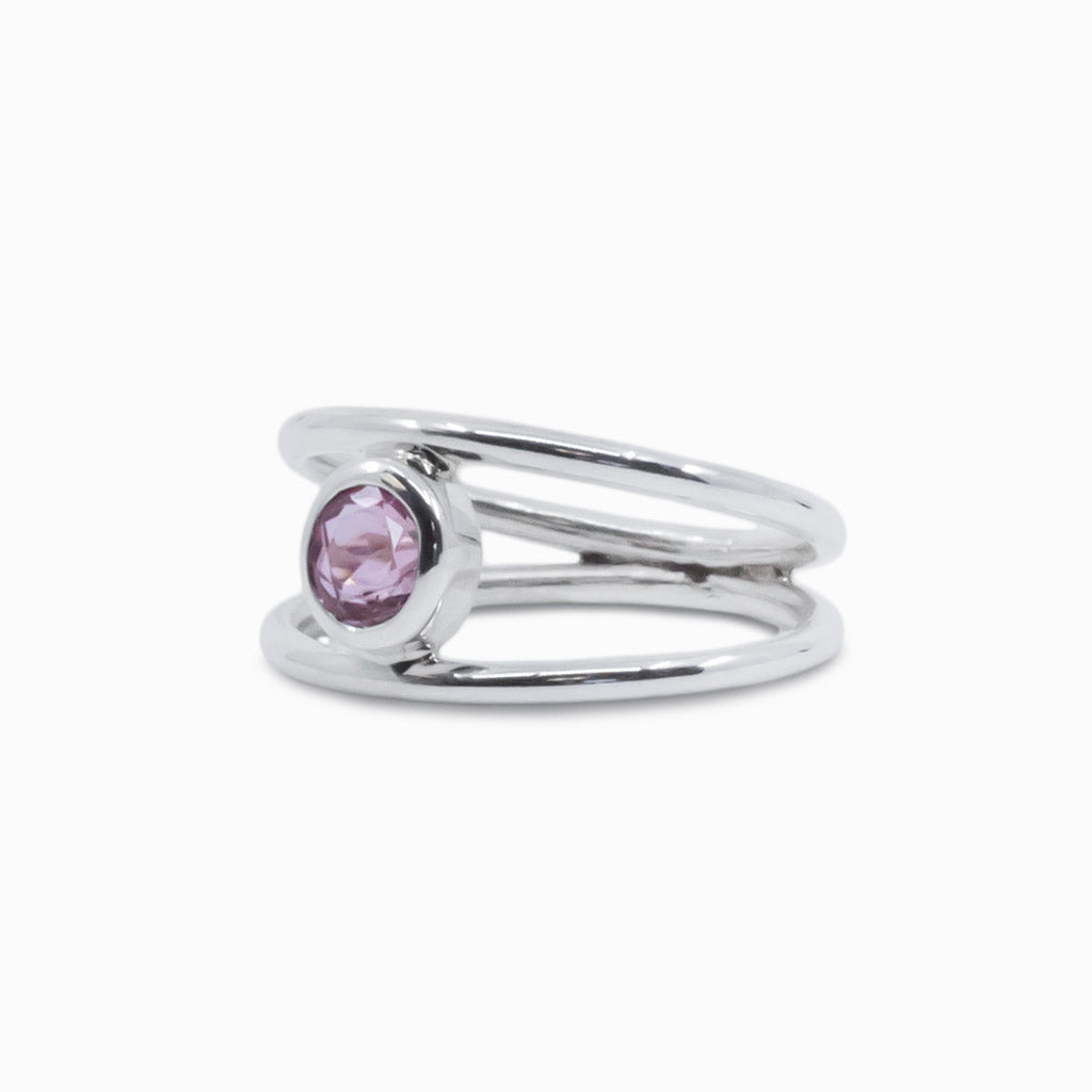 silver pink tourmaline ring