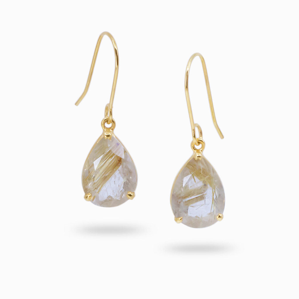 rutilated quartz drop earrings