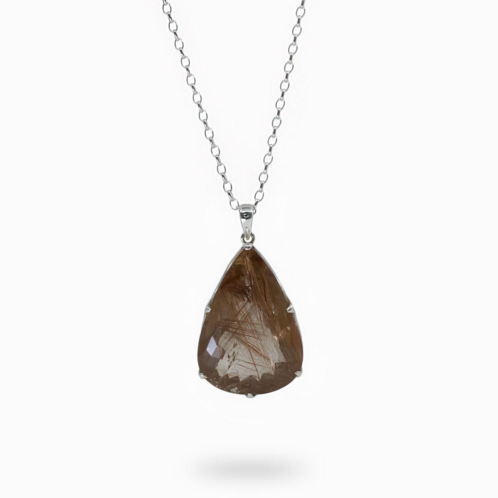 Faceted Brown Rutilated Quartz necklace