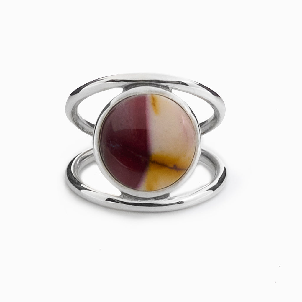 Cabochon round Mookaite ring