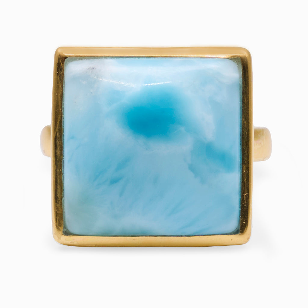 CABOCHON SQUARE LARIMAR RING