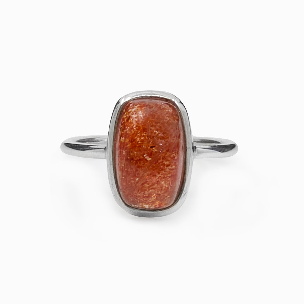 rectangle cabochon Sunstone ring