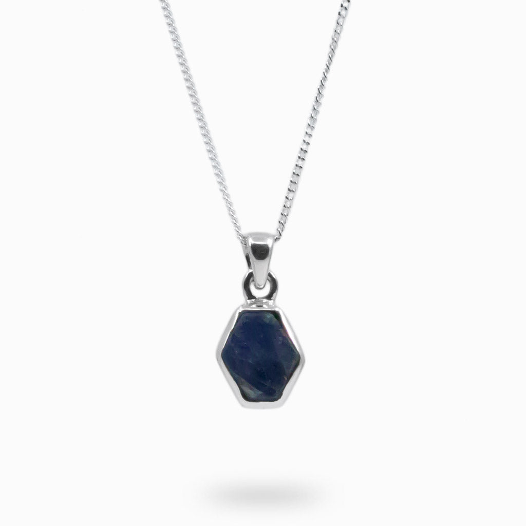 Raw hexagon Sapphire necklace