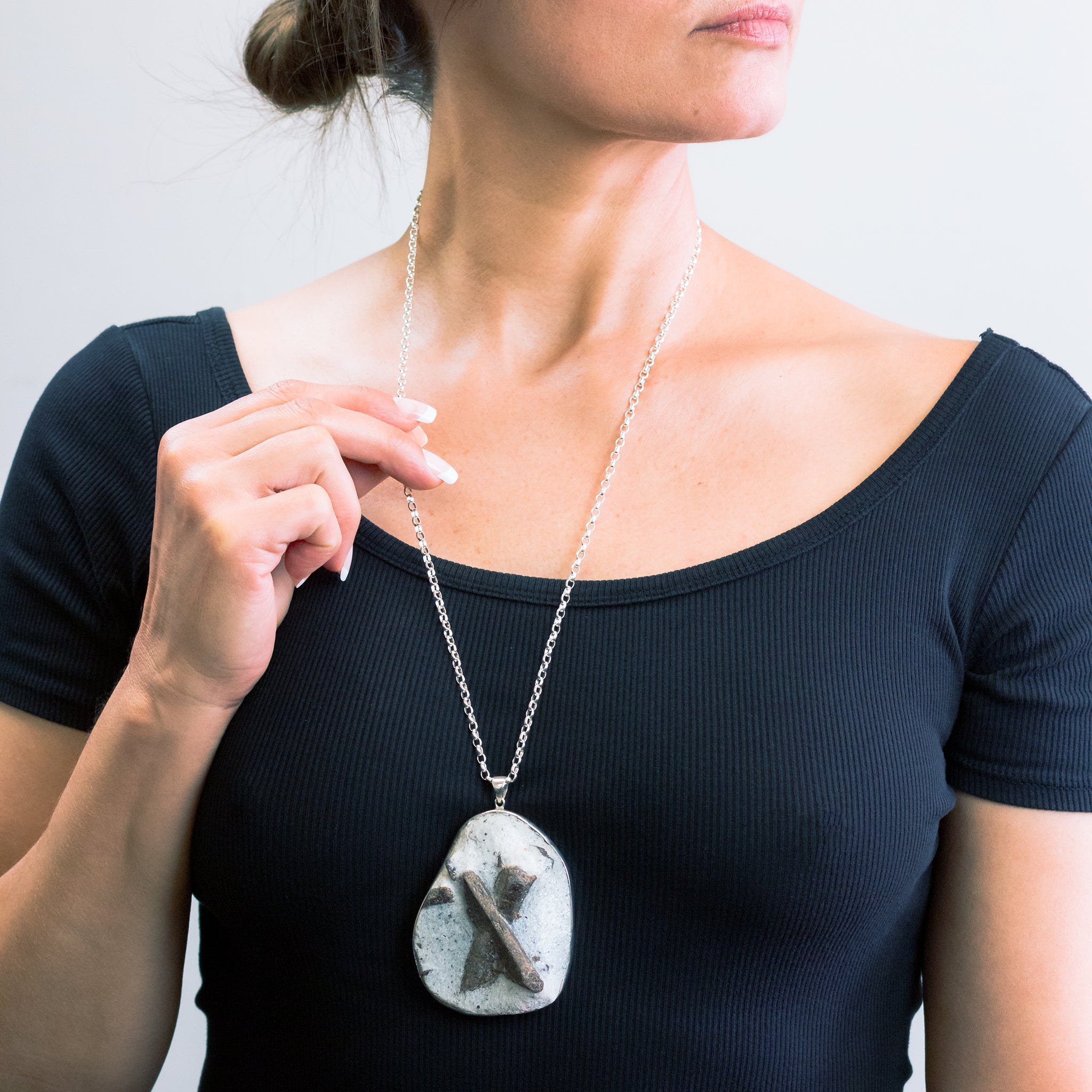 RAW STAUROLITE NECKLACE ON MODEL