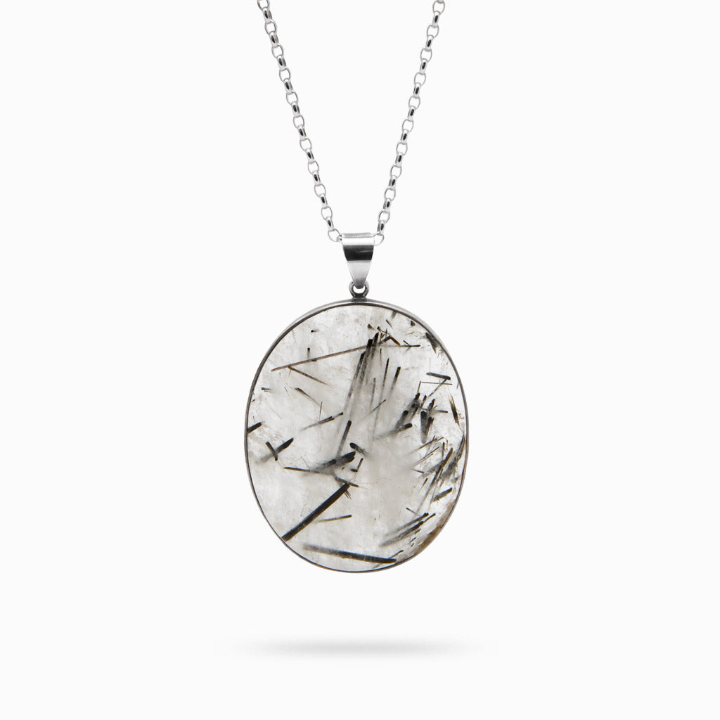 CABAOCHON TOURMALINATED QUARTZ NECKLACE