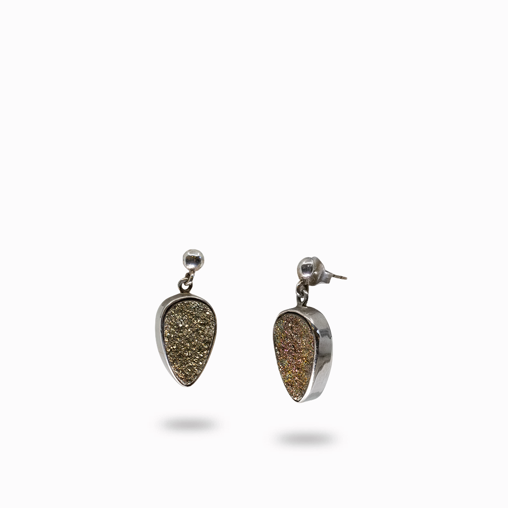Rainbow Pyrite Drop Earrings