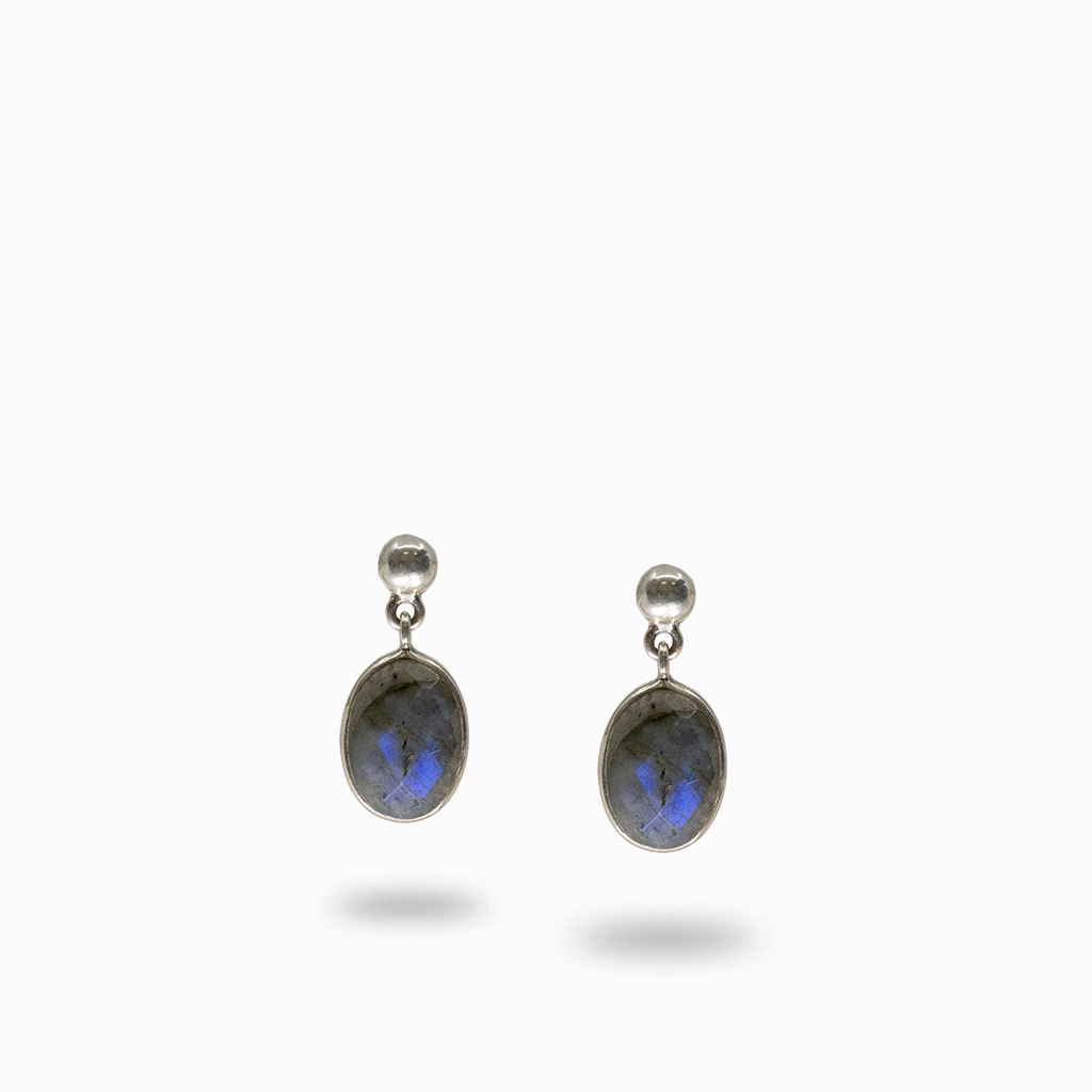 Labradorite Stud Drop Earrings