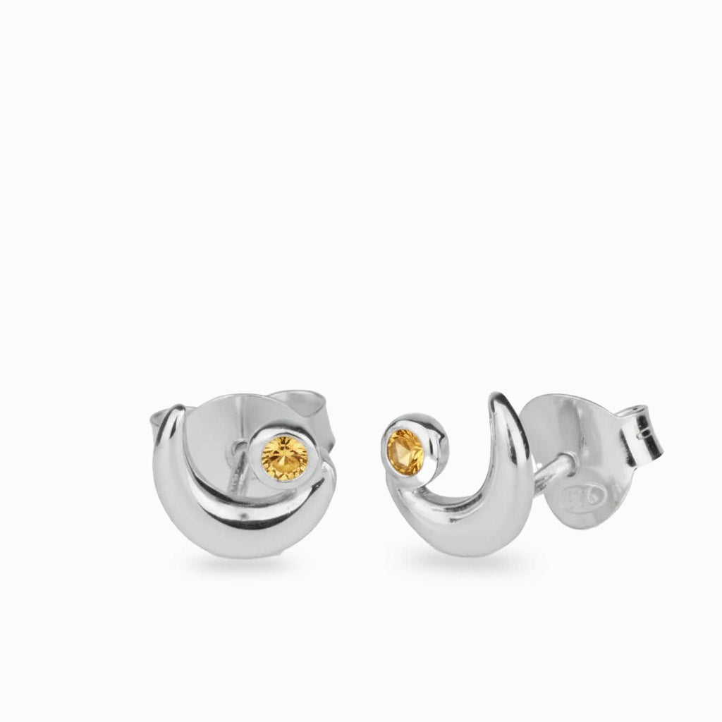Citrine Moon Stud Earrings