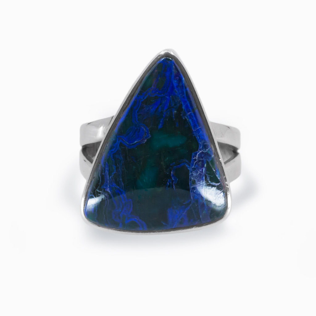 Cabochon triangle Azurite ring