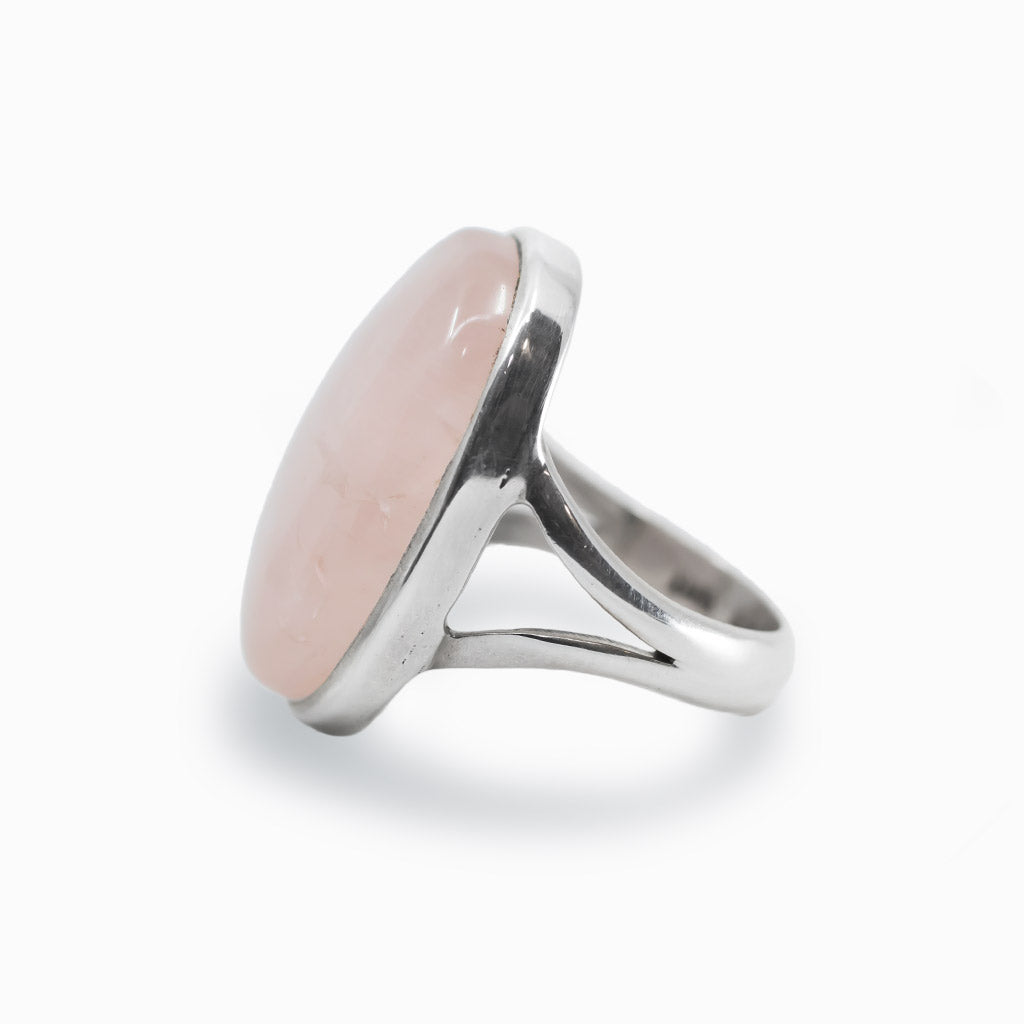 Pale Pink Rose Quartz Cabochon Ring Made In Earth