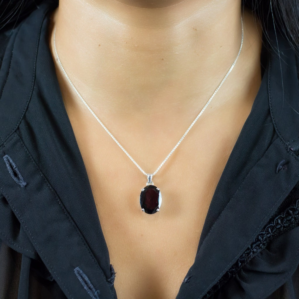 Garnet Pendant on Model Made In Earth