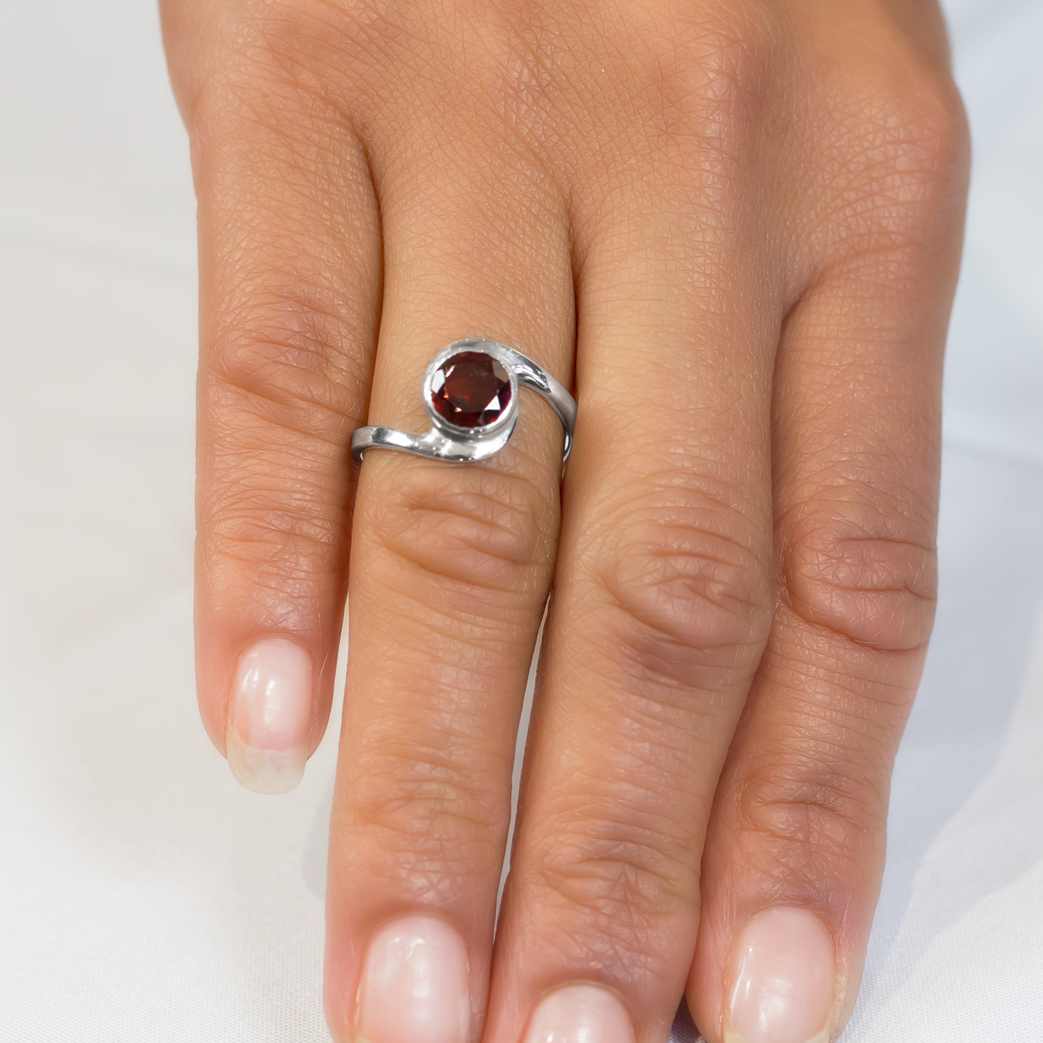 Garnet Ring on Model Made In Earth