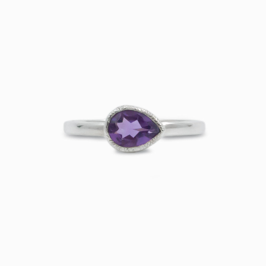 faceted tear Amethyst ring