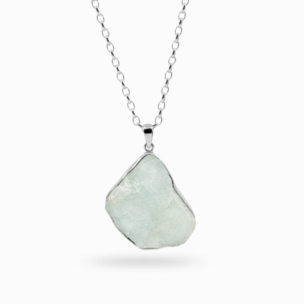 Light blue raw Aquamarine Necklace