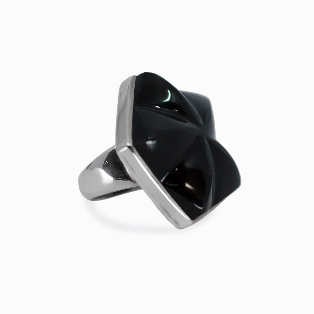 Cabochon Rainbow Obsidian ring