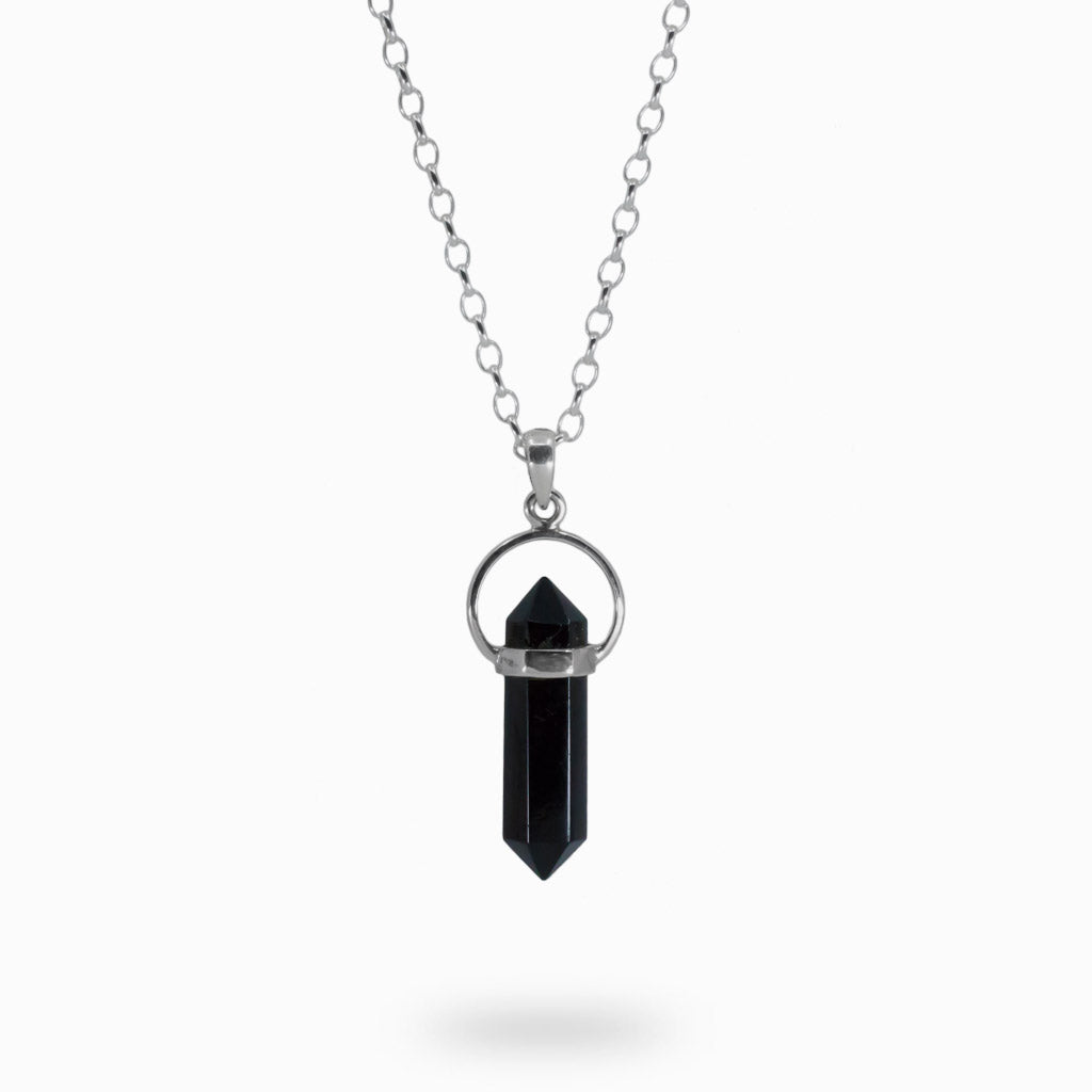 Faceted Pencil Black Tourmaline necklace