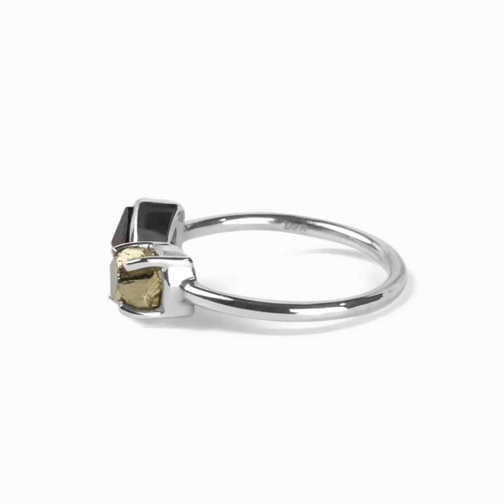 Black Tourmaline and Pyrite Ring