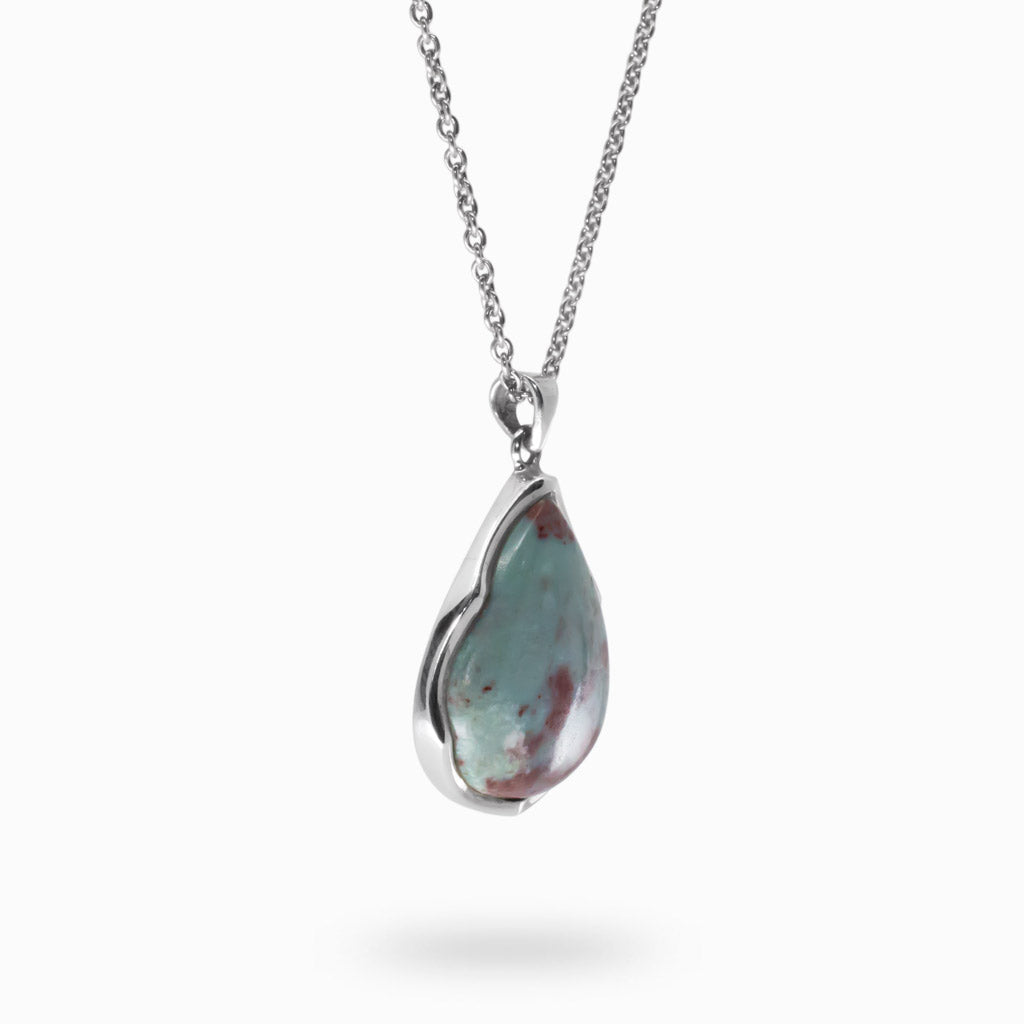 Teardrop Cabochon Bloodstone Necklace left side