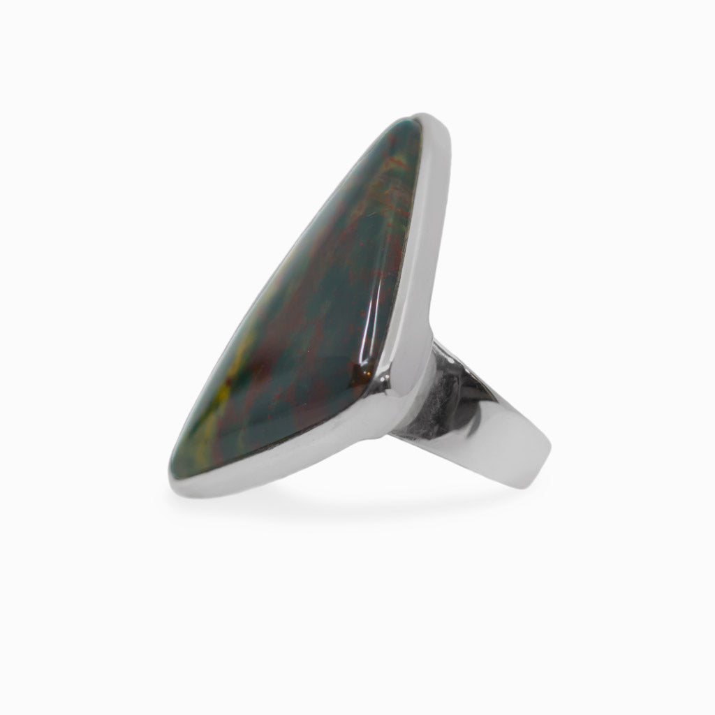 Cabochon Triangle Bloodstone ring