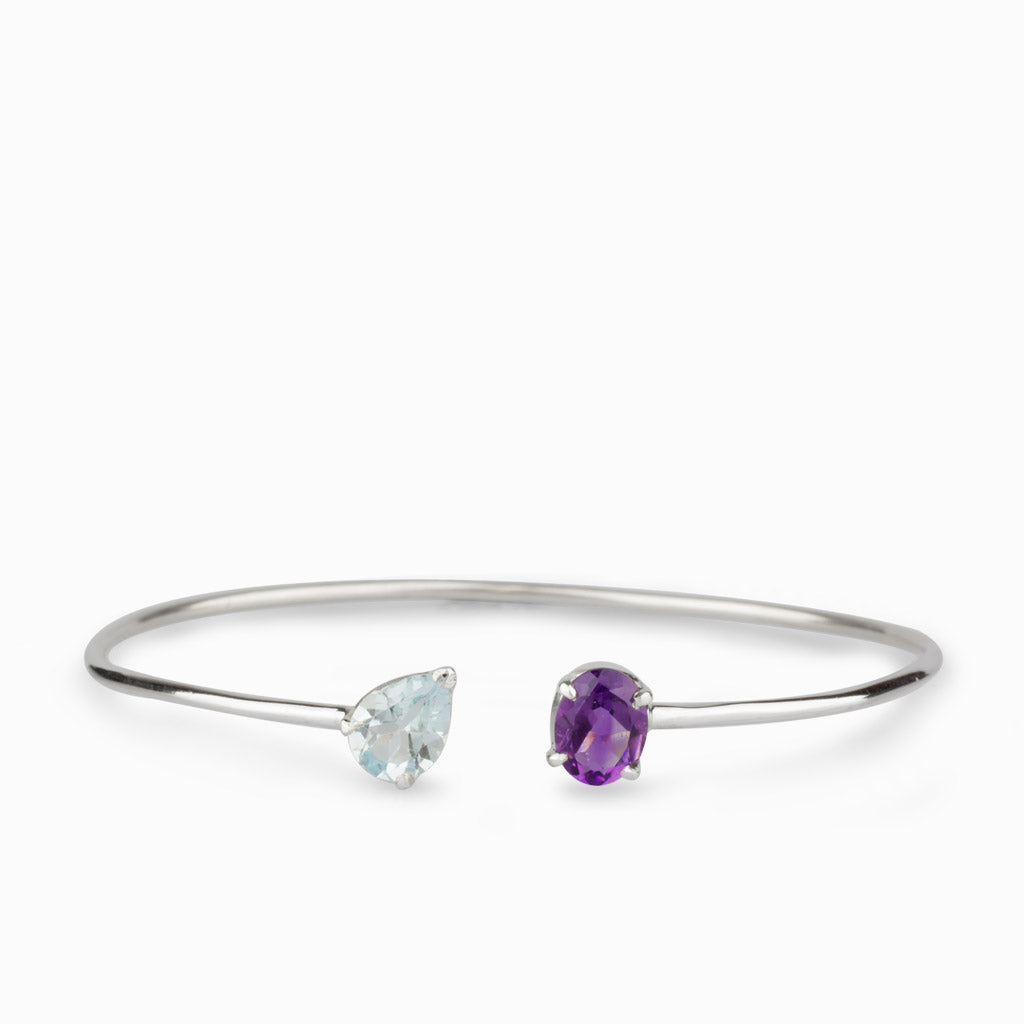 Blue Topaz & Amethyst Bangle Bracelet