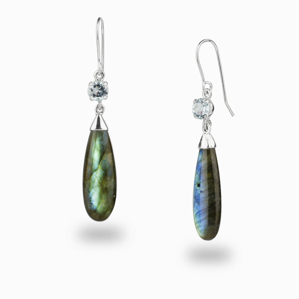 Blue Topaz & Labradorite Drop Earrings