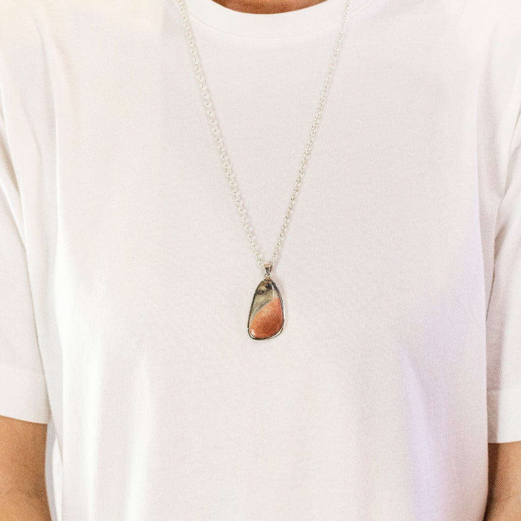 Celestobarite Necklace on Model Made In Earth