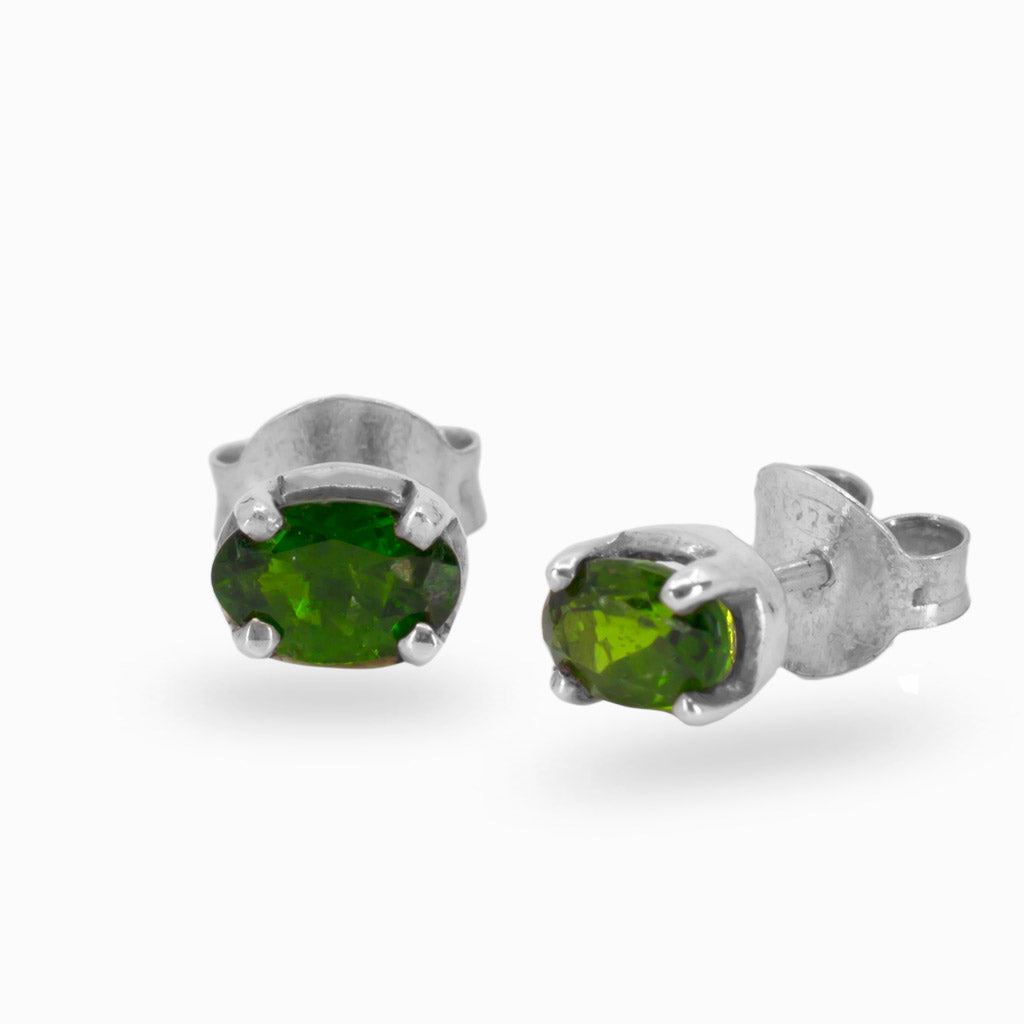 Facet Claw Chrome Diopside Stud Earrings