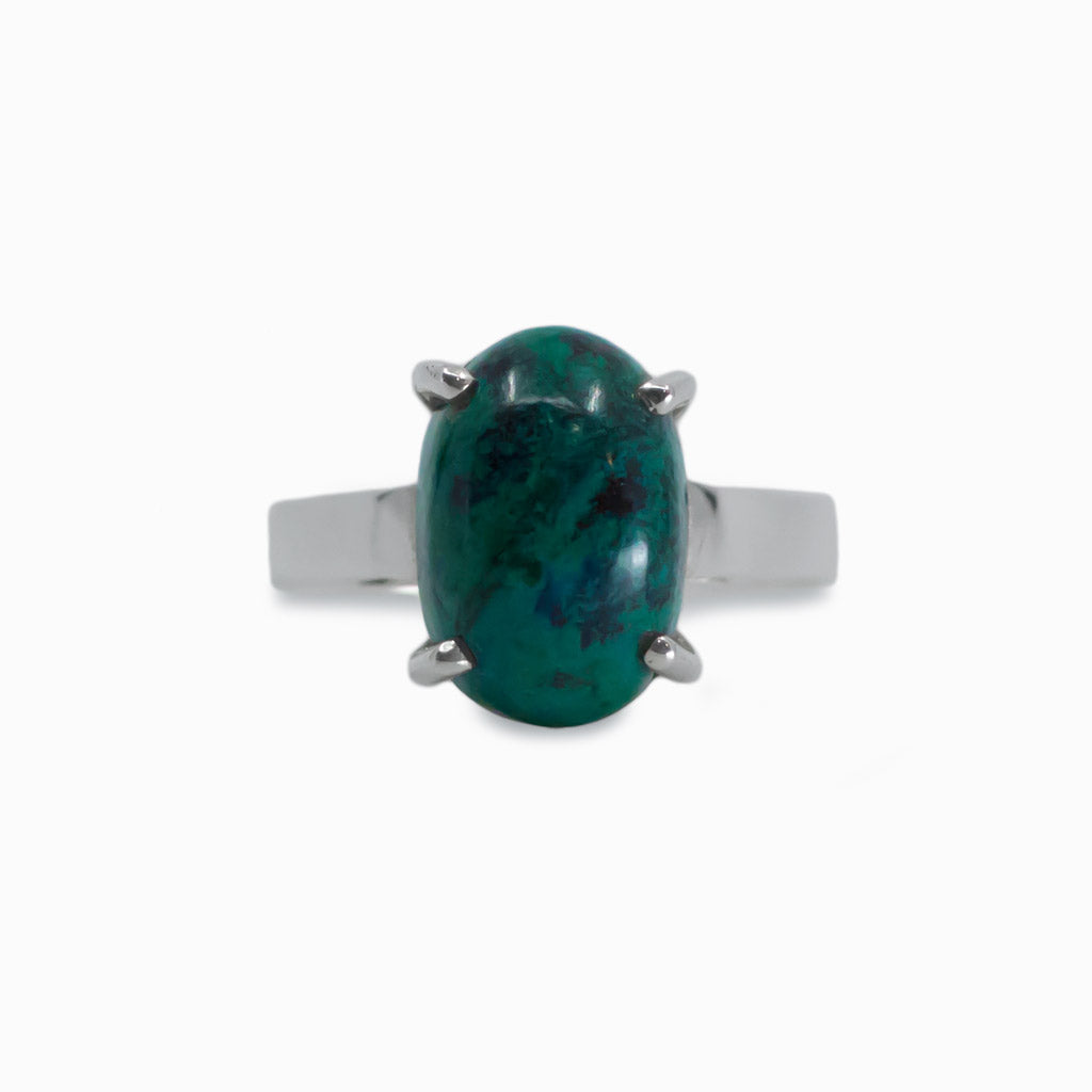 Chrysocolla Malachite cabochon oval ring