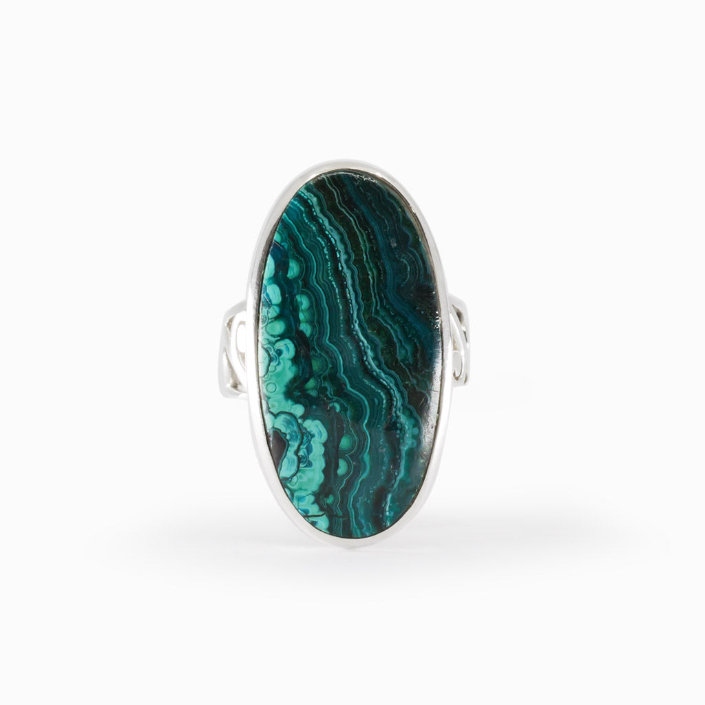 Turquoise Blue Green Chrysocolla Malachite Ring Made in Earth