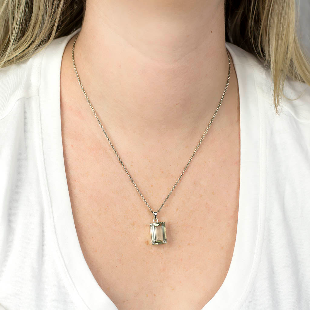 Green Quartz Pendant on Model