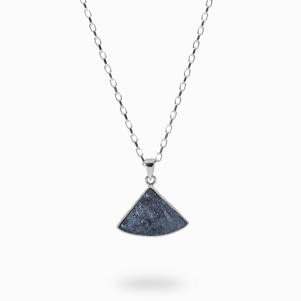 glittery silver raw triangle Specular Hematite necklace