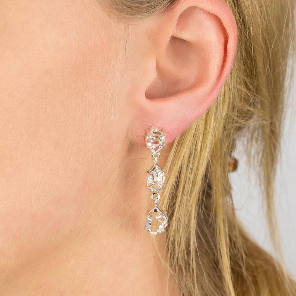 Herkimer Diamond Drop Earrings on Model