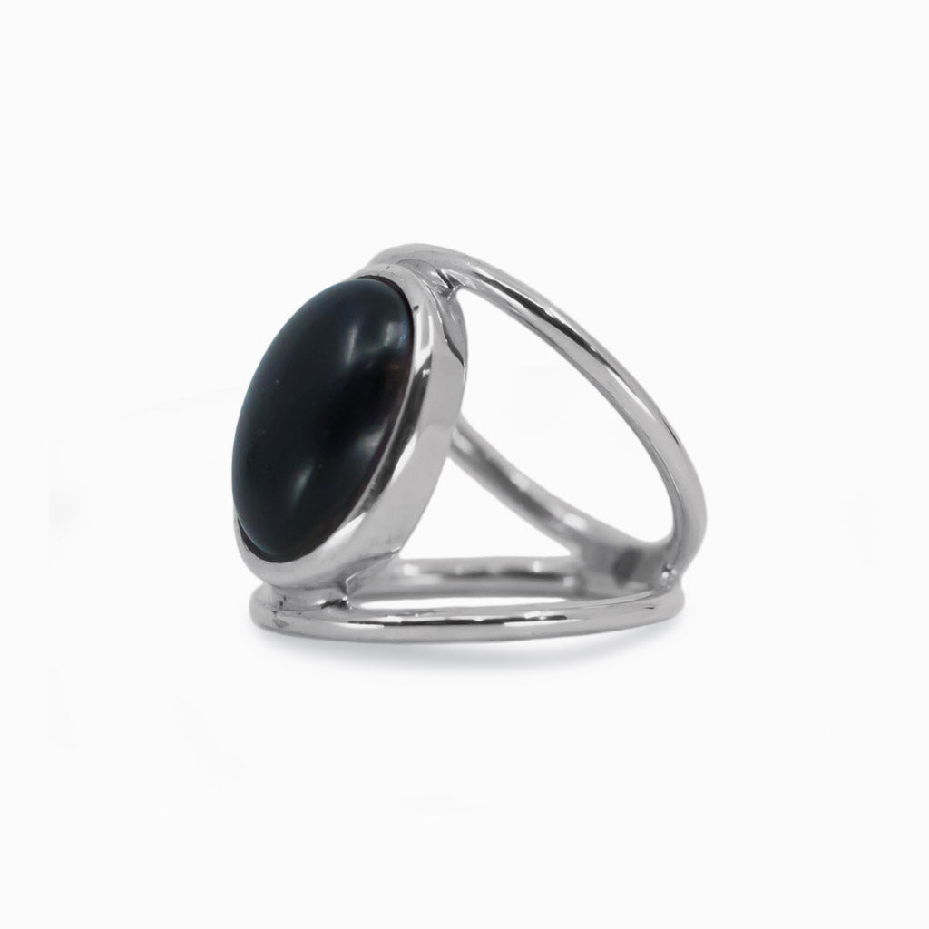 Oval Cabochon Jet ring
