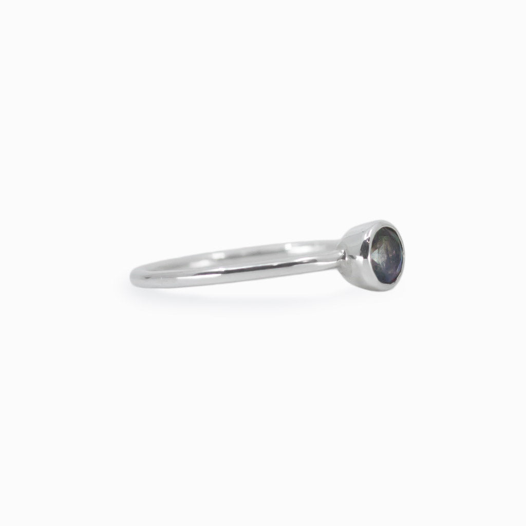 Faceted Round Labradorite ring