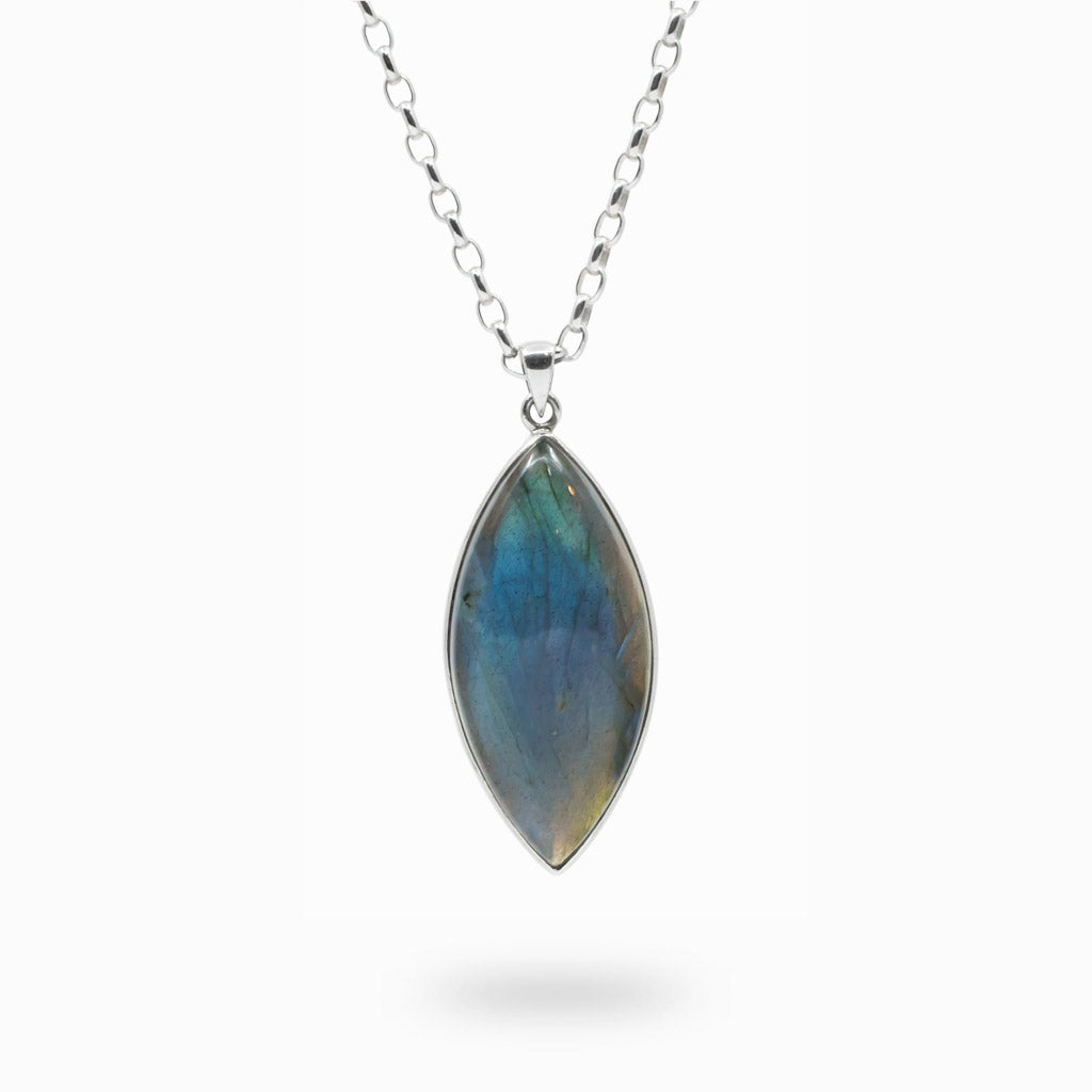 Marquis cabochon Labradorite necklace