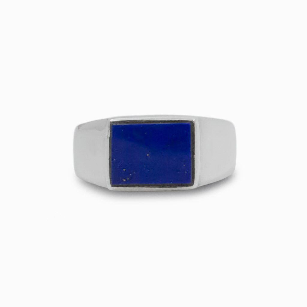 Dark Blue rectangle Lapis Lazuli ring
