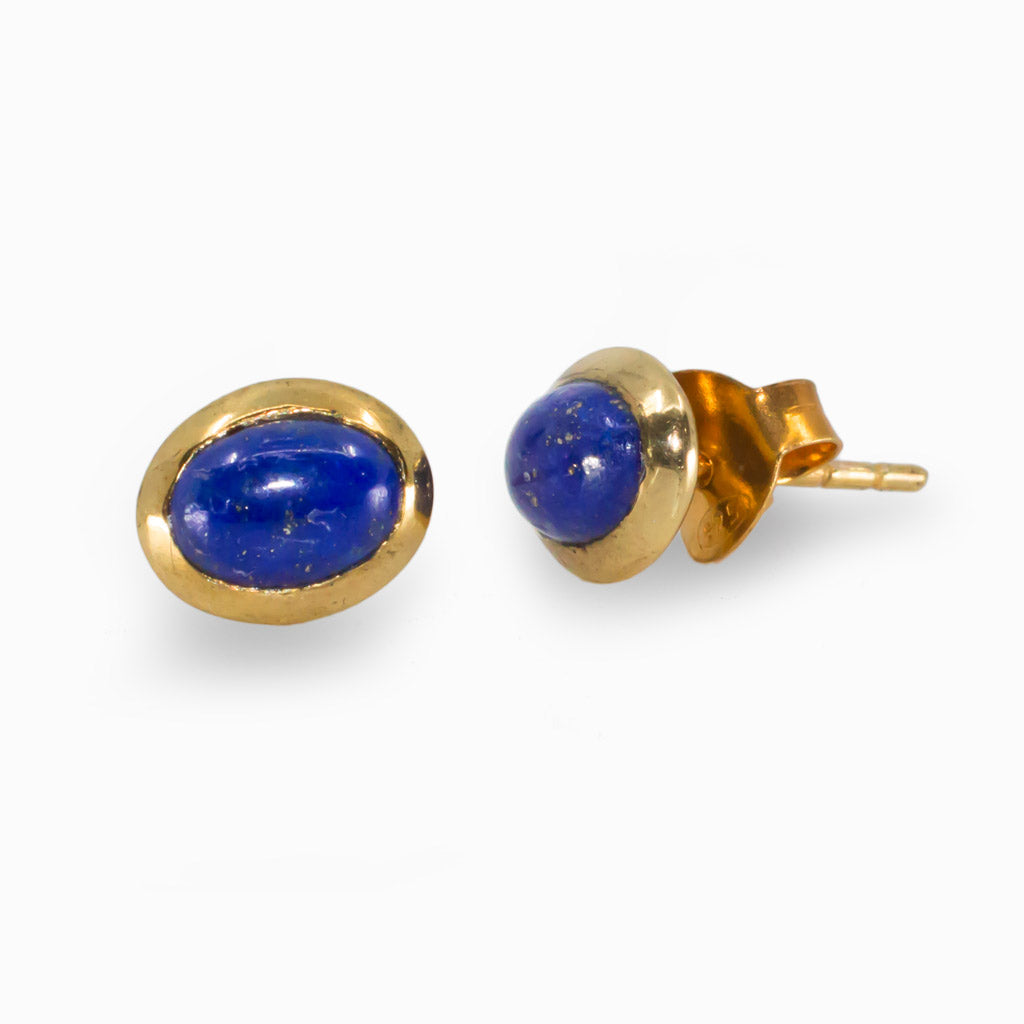 Yellow Gold Lapis Lazuli Stud Earrings